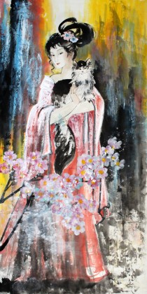河南美協(xié)顏涵精品四尺重彩仕女畫（詢價）