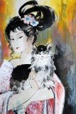 河南美協(xié)顏涵精品四尺重彩仕女畫（詢價）