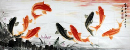 中國畫院周升達小六尺《富貴久魚》
