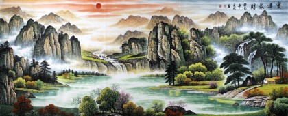 寧良成小八尺精品風水山水畫《寶潭聚財》