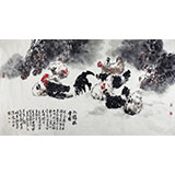 王向陽 六尺《九雞臥雪圖》 中國美術家協會會員
