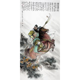 可定制 趙金鸰四尺忠義招財關公圖《雄風萬里震山河》(詢價)
