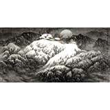 水墨名家趙金鸰太行雪村系列四尺山水畫《元宵夜》(詢價(jià))