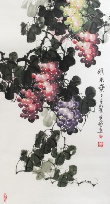 黃藝三尺裝飾葡萄畫《碩果累累》