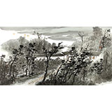 黃奇松三尺精品山水畫《煙江帆影》