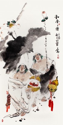 名家魏武雙四尺寫意人物畫《和合二仙》(詢價)