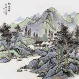 劉金河四尺斗方《靜靜的山村》中國美術(shù)家協(xié)會會員（詢價）
