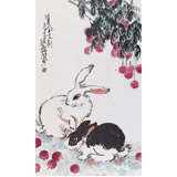 【已售】名家王永剛四尺三開手指畫《雙玉大利》(詢價)