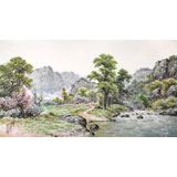 朝鮮名家蔡京華 四尺《溪邊村莊》