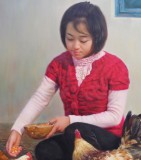 朝鮮名家 鄭日革 《農(nóng)家》 館藏油畫(huà)精品