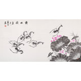 【已售】安徽美協何華賢 三尺《戲水圖》