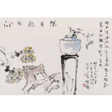 中國美協會員趙英旭四尺三開《閑月聽風》