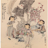 著名青年畫家李翔峰 四尺斗方《美人游園圖》詢價