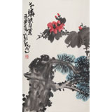劉紀(jì) 四尺三開《山茶花開》 中國畫大家 真跡收藏（詢價）