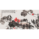 曲逸之 四尺《晨露》 河南省著名花鳥畫家