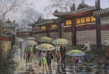 朝鮮名家油畫 李賢哲《雨中的街道》