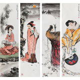【已售】南海禪寺 妙林居士 四條屏《四美圖》