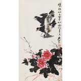 已故山野派繪畫大家鄒友蒸《曉妝如玉暮如霞》 1991年作