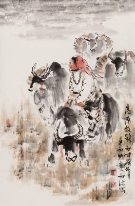 【已售】楊西沐 四尺三開《高原牧歌》 中國美術家協會會員（詢價）