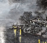 申凌翔 四尺三開《漓江月夜》 廣西山水畫名家