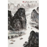 申凌翔 四尺三開《漓江清韻圖》 廣西山水畫名家