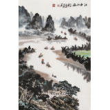 申凌翔 四尺三開《江山如畫》 廣西山水畫名家