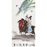 王永剛 四尺《唐女游春圖》 國家一級美術(shù)師（詢價）