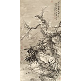 【已售】吳顯剛 四尺《雪中梅艷風前竹》 貴州七星關美協主席