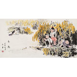 尹和平 四尺《秋趣》 當代鄉(xiāng)土童趣繪畫名家