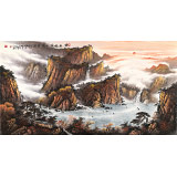張慧仁 六尺《煙雨秋深水流長》 廣西山水畫家協會常務理事