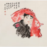 【已售】李鳳英 四尺斗方《回眸》 北京美協會員