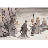 韓恩勝 四尺三開《雅賞圖》中美協會員 水墨漫畫名家