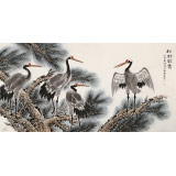 朱祖義 四尺《松齡鶴壽》 中國老子書畫院副院長