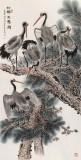 【已售】朱祖義 四尺《松鶴萬壽圖》 中國老子書畫院副院長