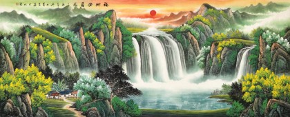 吳東 小八尺《福地安居圖》 著名易經風水畫家
