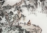 庾超然 四尺三開《溪山觀泉》 黃鶴樓書畫院院長