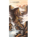 張慧仁 四尺《山居金秋觀瀑圖》 廣西山水畫家協會常務理事