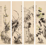 【已售】何華賢 四條屏《四君子》 潁淮書畫名家