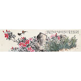 曲逸之 六尺對開《春思》 河南省著名花鳥畫家