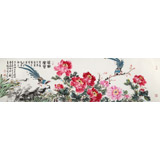 曲逸之 六尺對開《花開富貴》 河南省著名花鳥畫家
