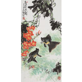 王永剛 吉祥水墨《春江魚戲》 國家一級美術(shù)師（詢價(jià)）