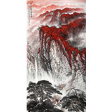 【已售】王友金 六尺《萬(wàn)山紅遍》財(cái)源滾滾 左右逢源