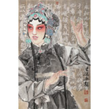 梁健 畫戲《俏花旦》 當(dāng)代百杰畫家 中美協(xié)會員 代表作花旦題材