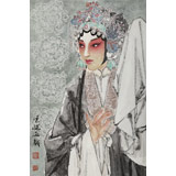 梁健 畫戲《國色天香》 當(dāng)代百杰畫家 中美協(xié)會員 代表作花旦題材