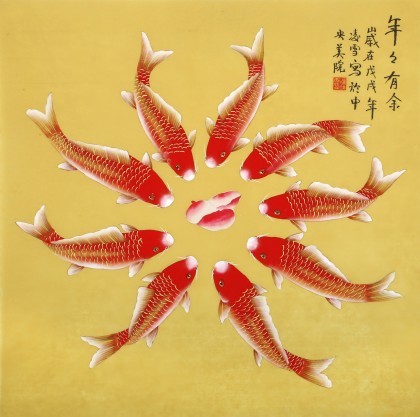 凌雪 四尺斗方《年年有余》 北京美協會員