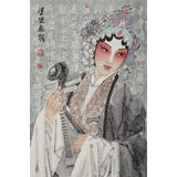梁健 畫戲《惠風(fēng)和暢》 當(dāng)代百杰畫家 中美協(xié)會員 代表作花旦題材