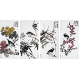 【已售】柳常學(xué) 四條屏《梅蘭竹菊》 中國美協(xié)會(huì)員