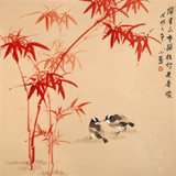皇甫小喜 四尺斗方《竹報(bào)平安》 河南著名花鳥畫家