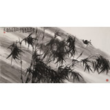 陳丹暉 四尺精品《雨中聽竹知秋意》 江蘇省美協(xié)會(huì)員 清華美院助教
