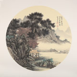 吳顯剛卡紙團(tuán)扇《溪山秋韻》